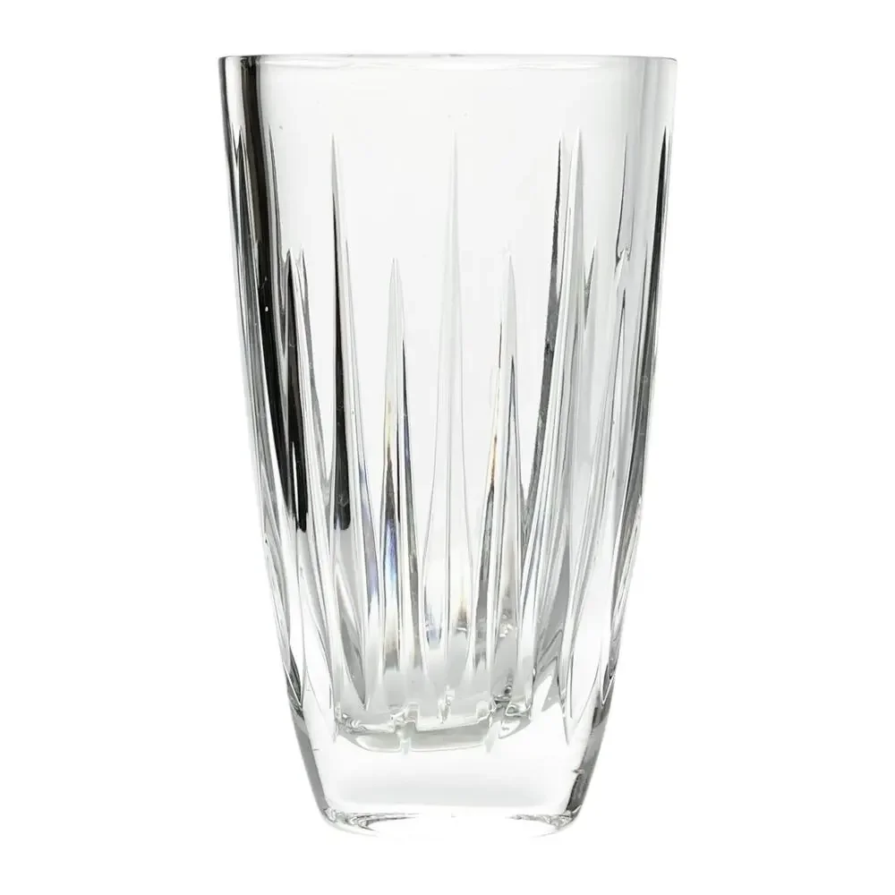 2000s Rogaska “Soho” Crystal Vertically Cut Heavy Table Vase 8” Signed